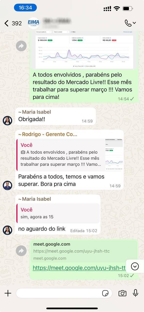 Depoimento de cliente 3M no WhatsApp